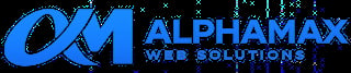 Alphamax Web Solutions logo with blue stylized alpha symbol and company name