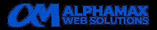 AlphaMax Web Solutions logo with blue stylized AM letters and company name